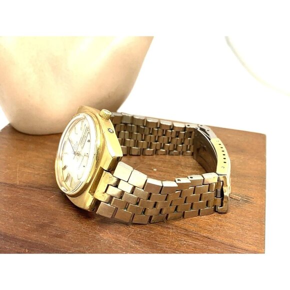 Omega Seamaster Men's Watch 1345 Vintage Swiss Quartz Day Date Gold Steel 34mm - Picture 9 of 14